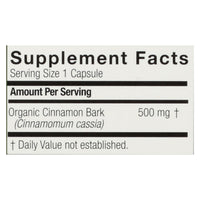 Genceutic Naturals Organic Cinnamon - 500 mg - 60 Capsules